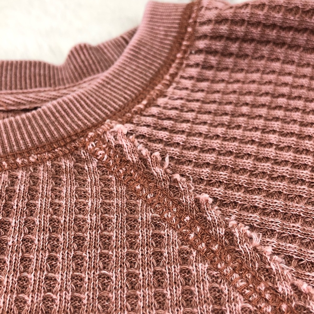 Z Supply Waffle Knit Mauve Pink Dolman Sleeve Oversized Top - Picture 3 of 8